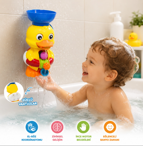 BubbaJoy™ Sihirli Banyo Ördeği - Dönme Mekanizmalı & Güçlü Vakumlu